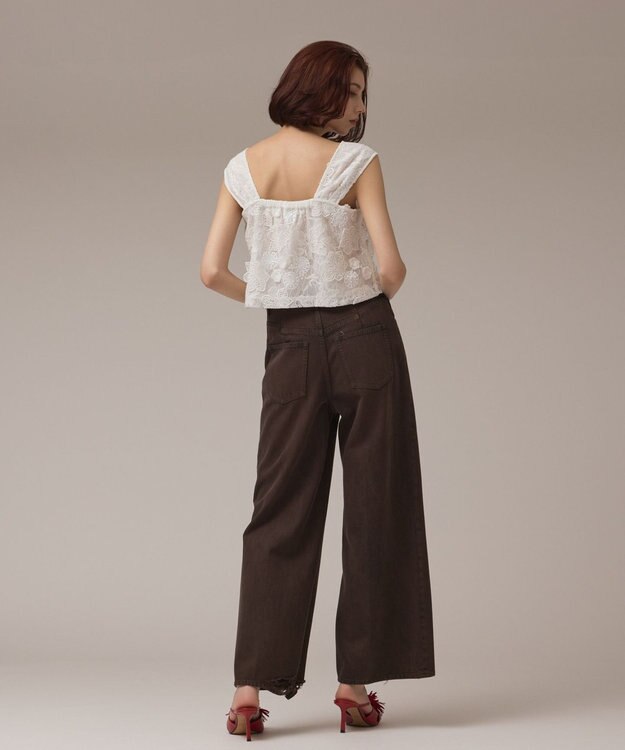 GRACE CONTINENTAL チュール刺繍トップ ホワイト