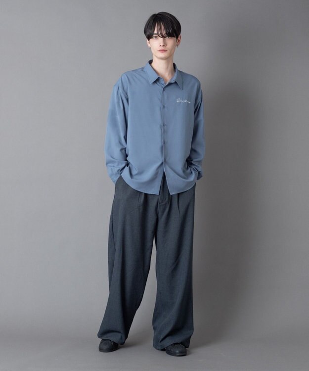 WEGO ワンポイントルーズシャツ（LS） ブルーその他