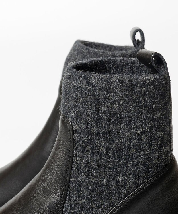 BONTRE 【UNISA/ウニサ】リブニットショートブーツ ブラック