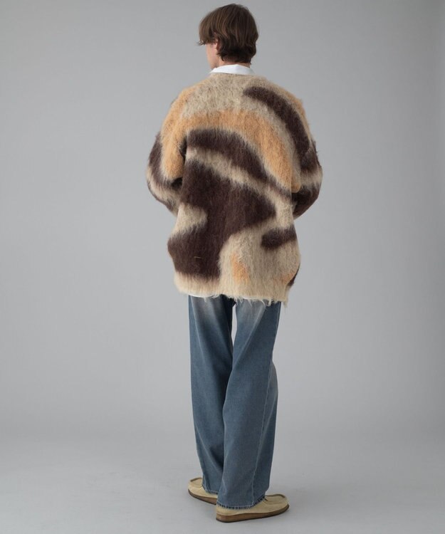 WEGO 【ユニセックス着用ITEM/MLサイズ展開】モヘアタッチパターンカーディガン ベージュ