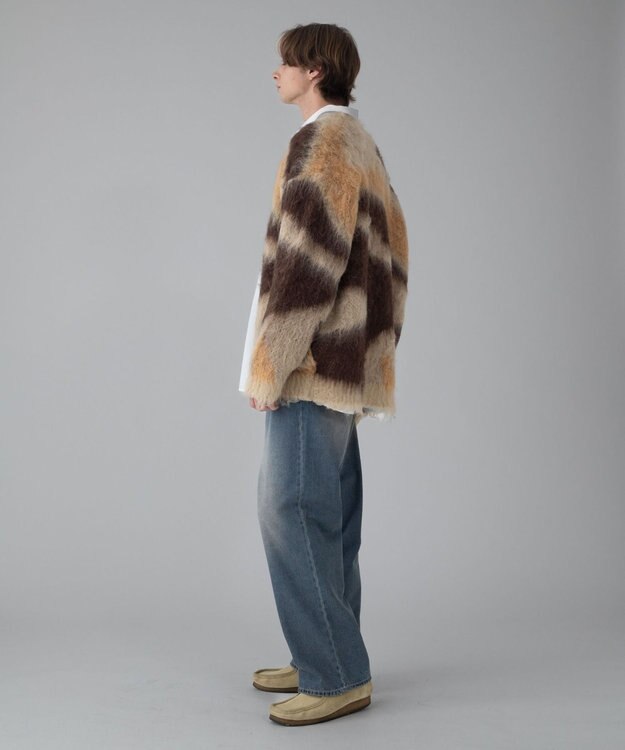 WEGO 【ユニセックス着用ITEM/MLサイズ展開】モヘアタッチパターンカーディガン ベージュ