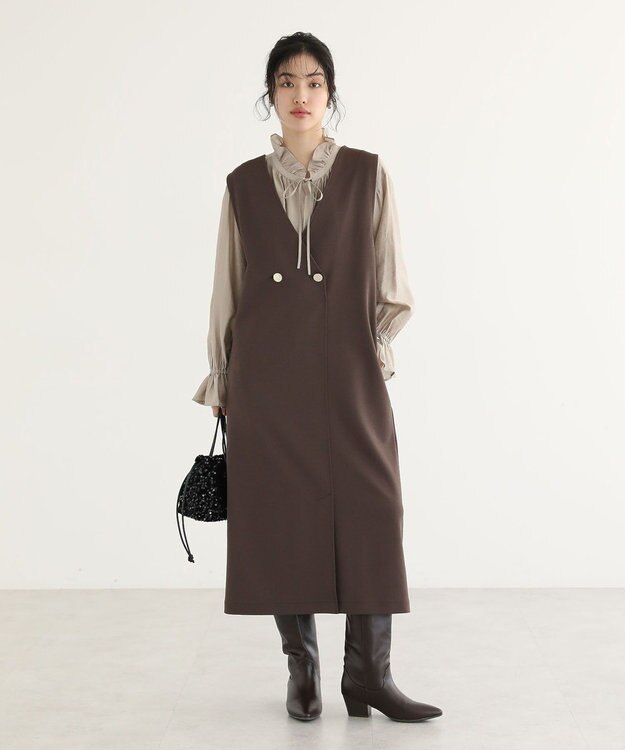 Green Parks ジャケット風ジャンパースカート Brown