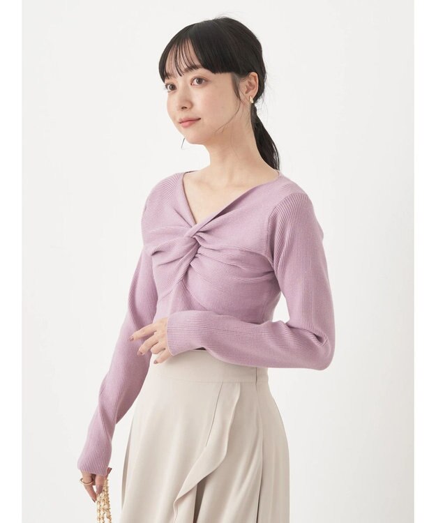 earth music&ecology ツイストリブラメニットプルオーバー Pink