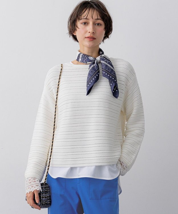 23区 【先行予約】コットンギマ ボートネック ニット ホワイト系