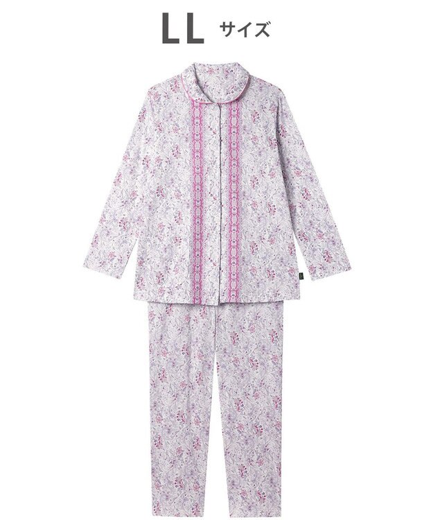 WACOAL パジャマ 長袖 長ズボン 綿100%(本体) 天竺素材 ミントン レディース NDX560 /ワコール ホワイト