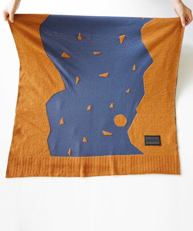 nitorito 【UNISEX】mountain&moon 山と月モチーフ柄 ストール camel