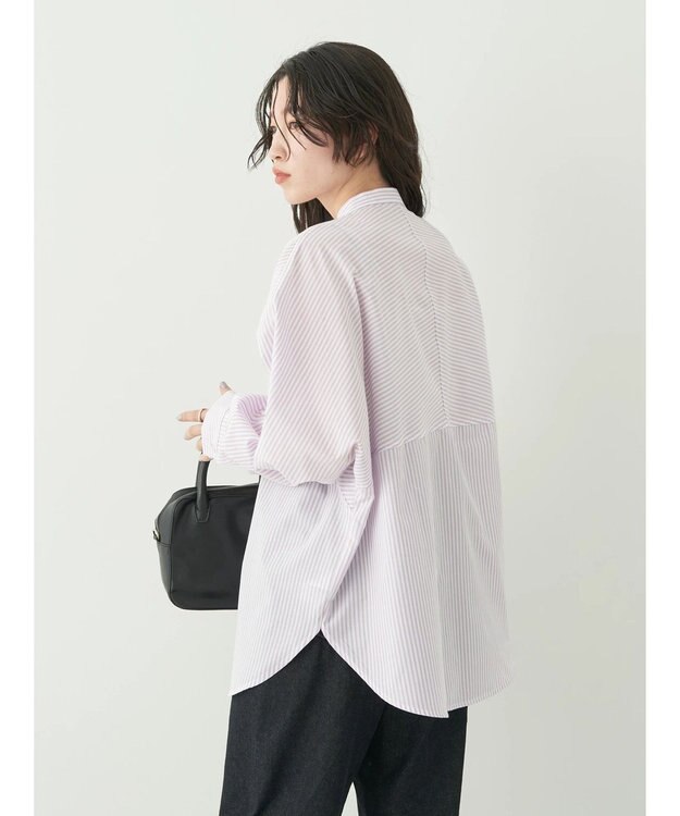 earth music&ecology ドルマンストライプシャツ Stripe Pink