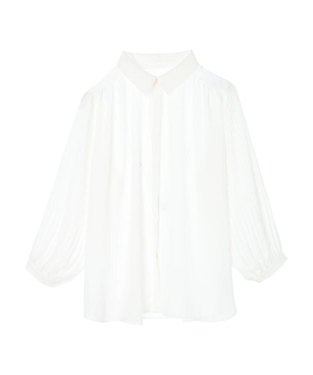 Green Parks 袖プリーツ衿付きブラウス Off White