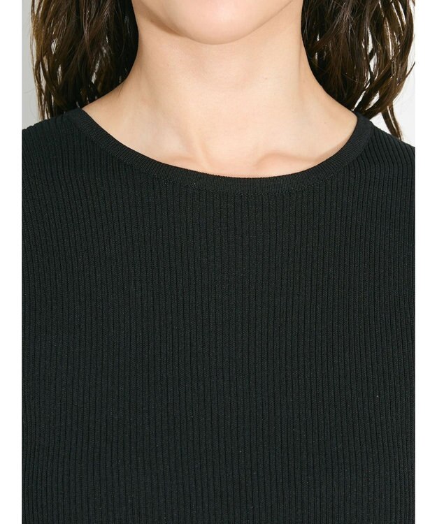 Green Parks ランタン型ニットドッキングタフタワンピース Black