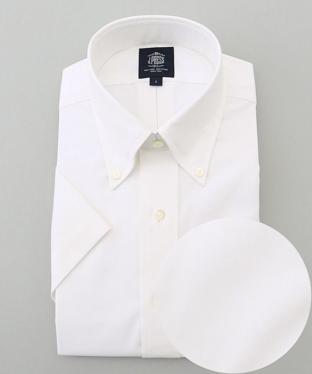 J.PRESS MEN 【PREMIUM PLEATS / 形態安定】ピンオックス 半袖シャツ / B.D. ホワイト系