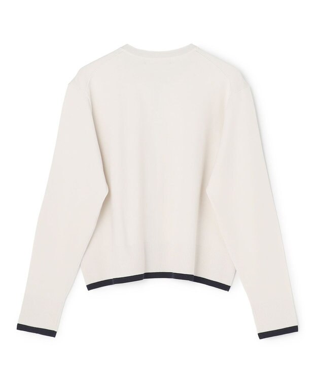 UNFILO L マイビューティニット バイカラー カーディガン グレージュ×ブラック