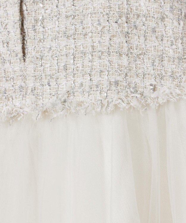 GRACE CONTINENTAL ツイードコンビチュールスカート ホワイト