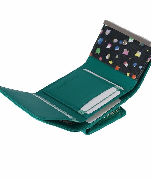 tsumori chisato CARRY クロスエンボス 3つ折りミニ財布 グリーン