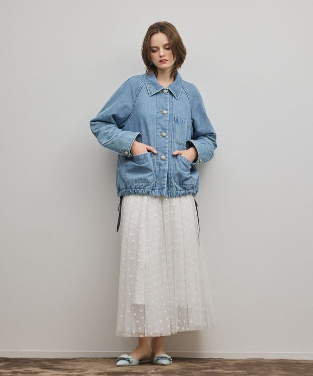 GRACE CONTINENTAL ケープ付カバーオールジャケット サックス