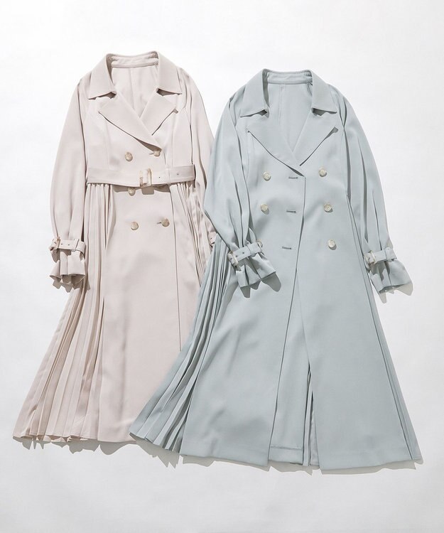 ANY SIS 【UVカット・花粉ガード】プリーツデザイントレンチ コート ミント