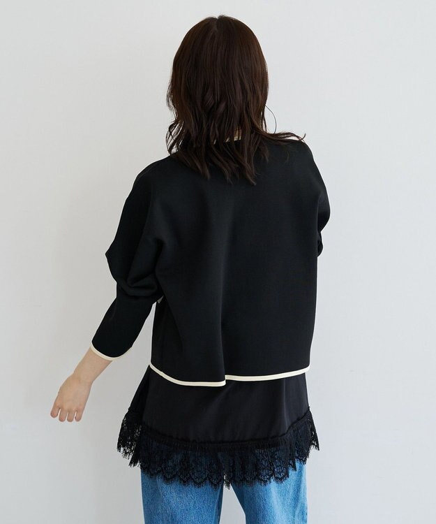 YECCA VECCA 金釦トリミングジャケットライクカーディガン Black