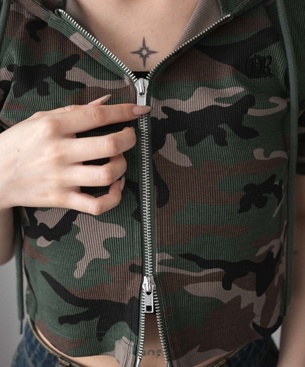 WEGO リブハンソデジップパーカー 柄1