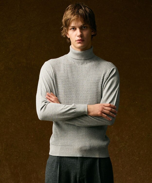 JOSEPH ABBOUD 【キングサイズ・チクチクしない/3シーズン対応/サスティナブル】SNOWY タートルネックセーター ライトグレー系
