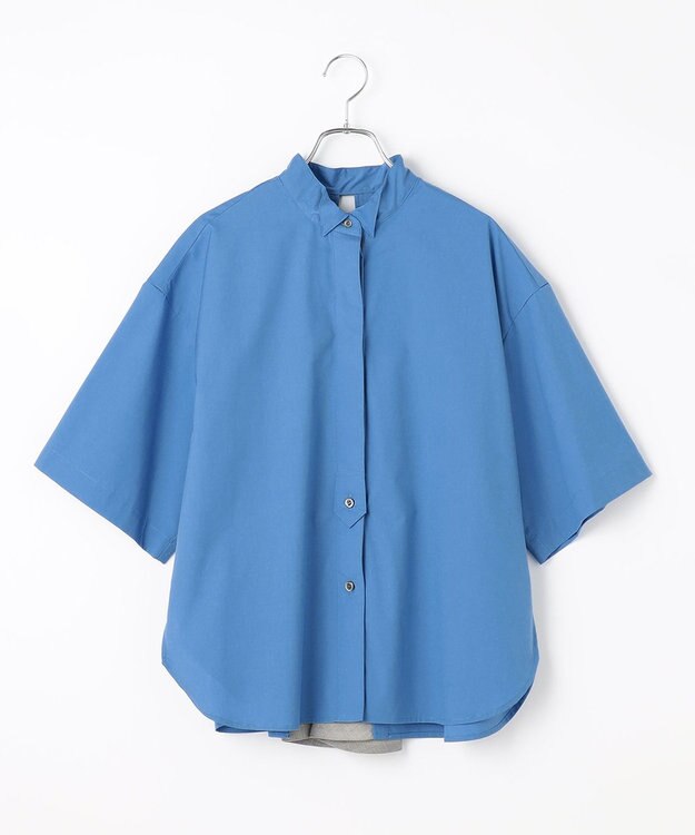 #Newans 【ANSWER for モダンベーシック】バックスリットオーバーシャツ ブルー系