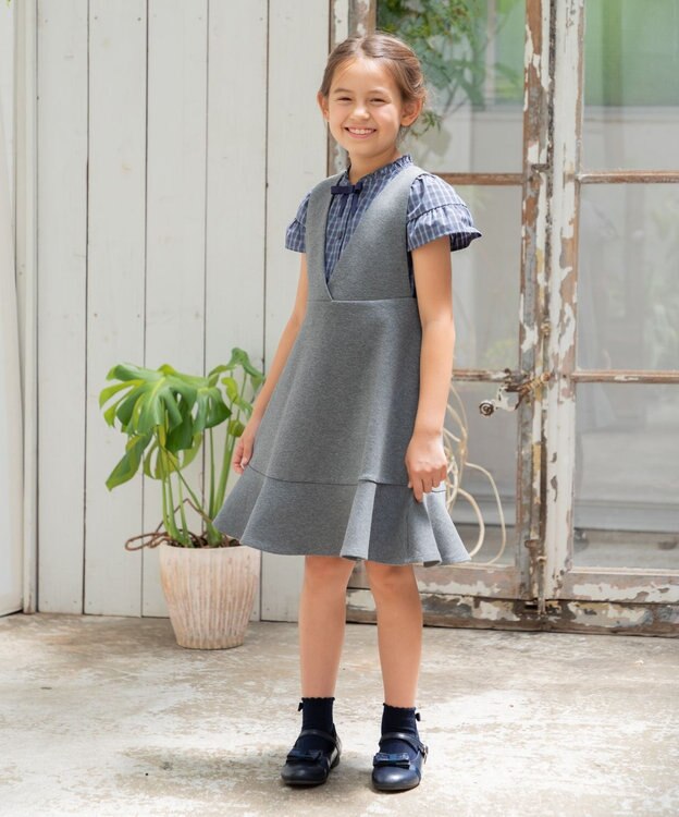 組曲 KIDS 【110-140㎝】【前後着用可】2WAY ジャンスカ チャコール