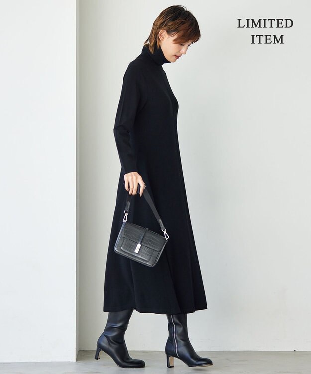 ICB 【WEB限定・洗える】 ヴィスコースハイゲージ ワンピース ブラック系