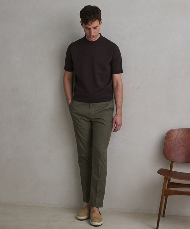 GOTAIRIKU 仕事で着られる綿パン【吸水速乾/ストレッチ/折り目加工】クールマックスコットンパンツ_ノータック（26年モデル） ダークグリーン/26年限定色