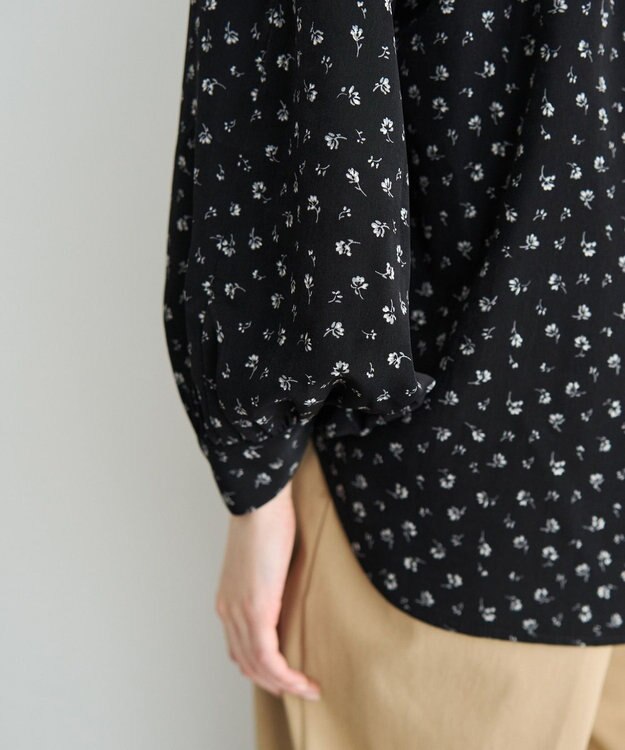 YECCA VECCA 2wayボリューム袖花柄ブラウス Black