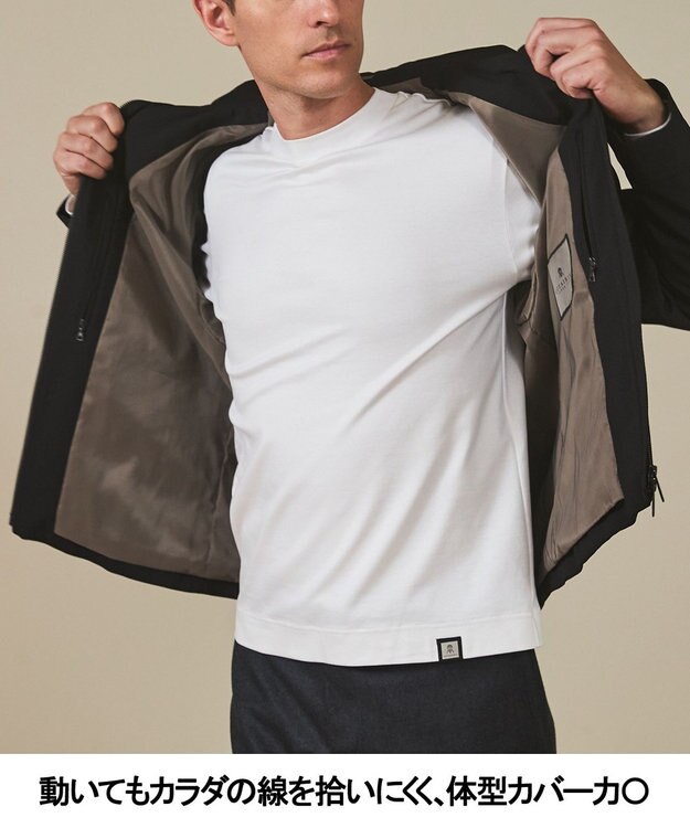 GOTAIRIKU 仕事で着られる綿100%【クルー以上モック未満】カバーネック DRESS Tシャツ(26年モデル) ホワイト系