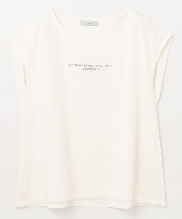 ANY チュールデザインフレンチスリーブTシャツ オフ