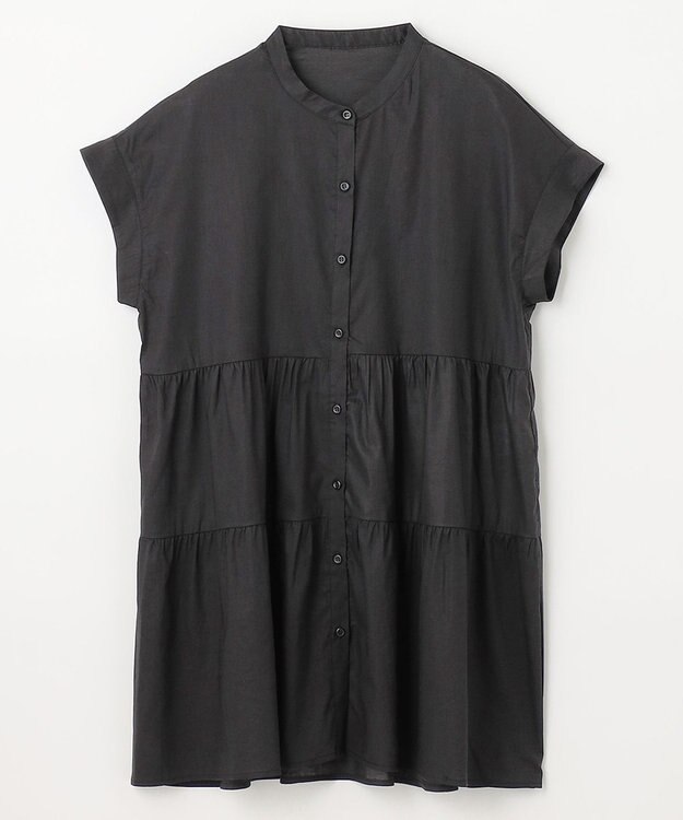 ANY 【洗濯機可能】シルキーソフトティアードブラウス ブラック