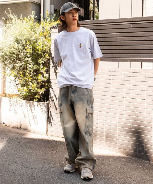 WEGO 【MLサイズ展開/綿100%】グラフィックワンポイントT（SS） アッシュグレー