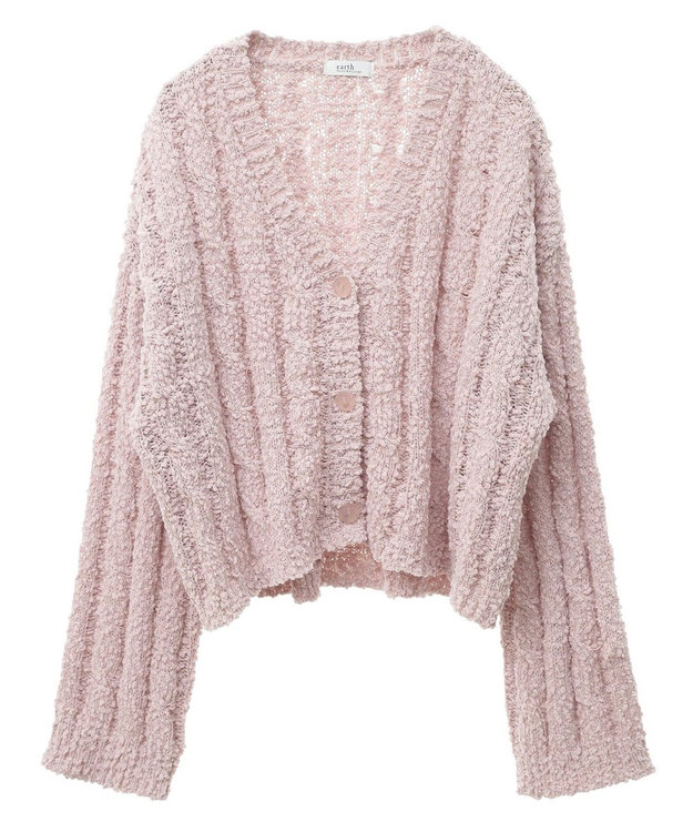 earth music&ecology ポコポコケーブルカーディガン Pink