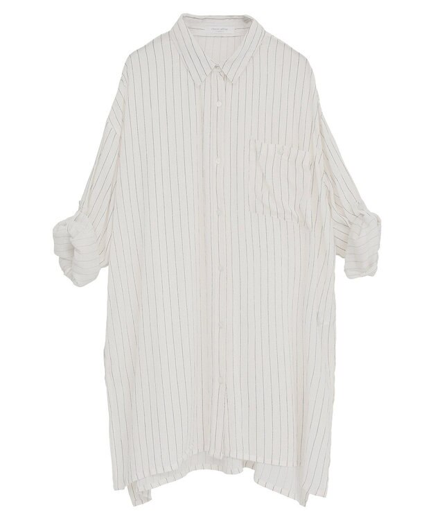 Green Parks Ｉ　ターンバック長袖レーヨンチュニック Stripe