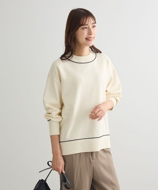 Green Parks もちやわモックネックニットプルオーバー White