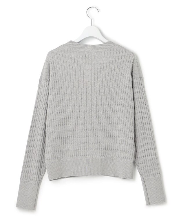 J.PRESS YORK STREET 【WOMEN】コットンケーブル カーディガン ライトグレー系