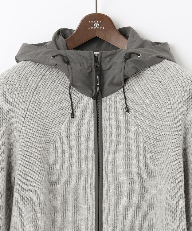 JOSEPH ABBOUD MOUNTAIN 【UNISEX】リサイクルウールポリ ニットパーカー ライトグレー系