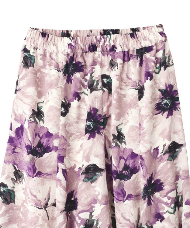YECCA VECCA 水彩フラワー柄マーメイドスカート Purple