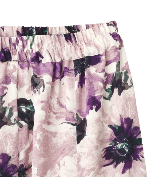 YECCA VECCA 水彩フラワー柄マーメイドスカート Purple