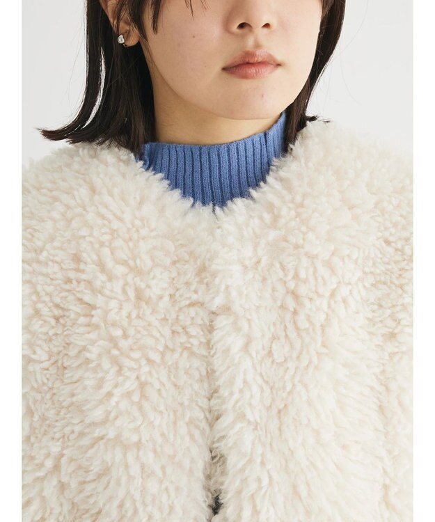 Green Parks ・ＥＬＥＮＣＡＲＥ　ＤＵＥ　シープファーノーカラーコート Ivory