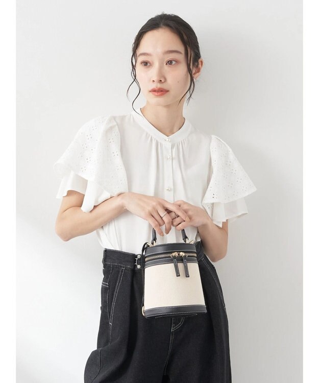 earth music&ecology レースラッフルブラウス Off White