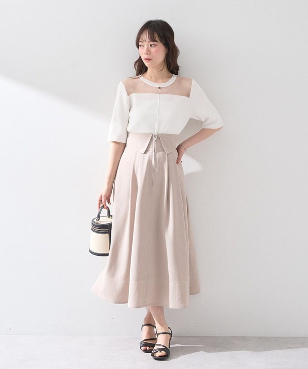 earth music&ecology フォールドオーバーウエストスカート Light Blue