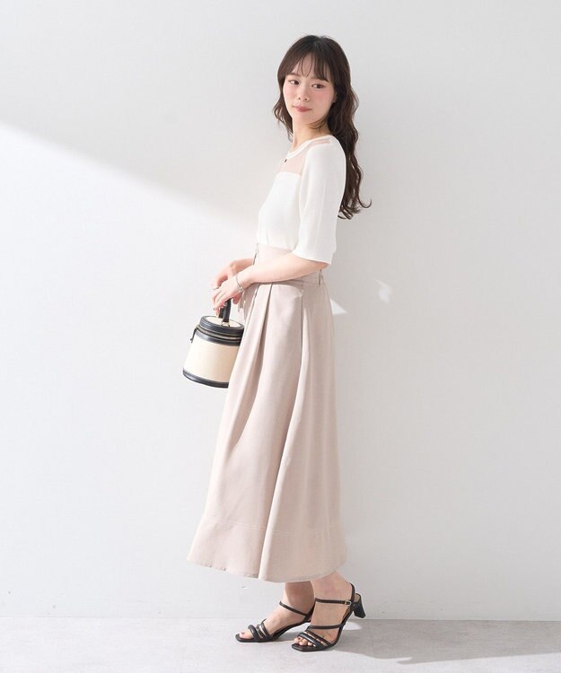 earth music&ecology フォールドオーバーウエストスカート Light Blue