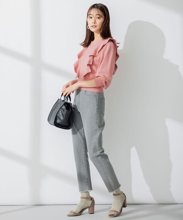 組曲 【洗える】Elenaラッフル ニット ピンク系