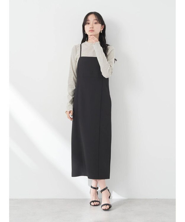 earth music&ecology バックスリットＩラインキャミワンピース Black