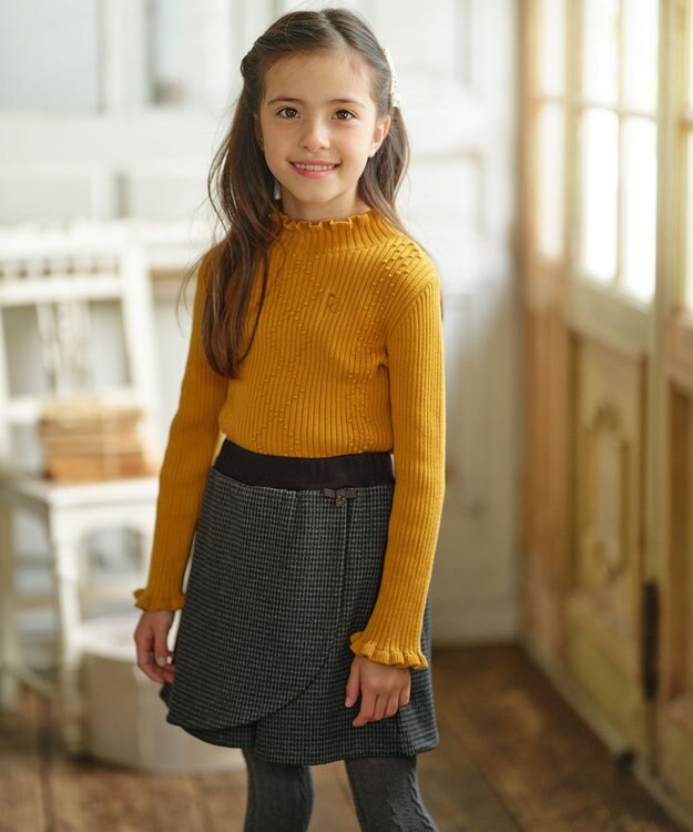 組曲 KIDS 【110-140㎝】ハウンドトゥースラップ キュロット チャコールグレー系3