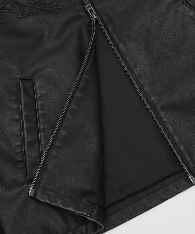 WEGO 【ユニセックス着用ITEM】MA55IVE　PUショートグラフィックブルゾン ブラック