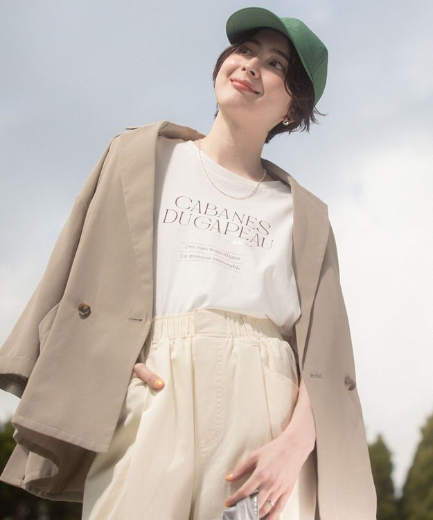 Green Parks 【適ON】多段きれい目ロゴＴシャツ Off White