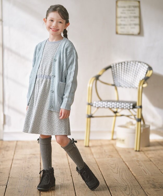 組曲 KIDS 【110-140㎝】 フロストフラワージャガード ワンピース グレー