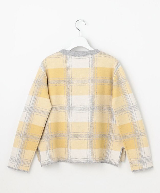 J.PRESS LADIES L Wooly Stretch Plaid ニット イエローチェック系