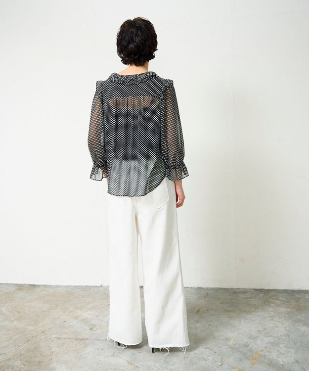 GRACE CONTINENTAL ドットラッフルブラウス ブラック
